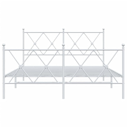 sengeramme med sengegavl og fodgærde 137x190 cm metal hvid