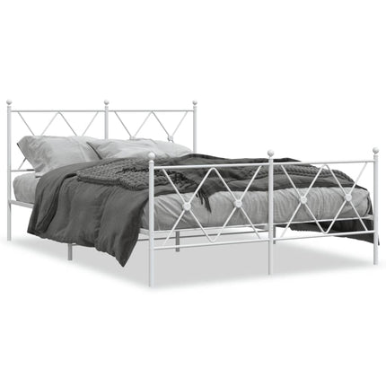 sengeramme med sengegavl og fodgærde 140x190 cm metal hvid