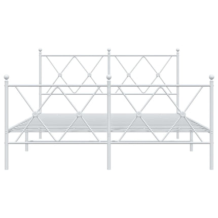 sengeramme med sengegavl og fodgærde 140x200 cm metal hvid