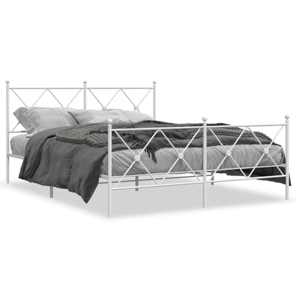sengeramme med sengegavl og fodgærde 150x200 cm metal hvid