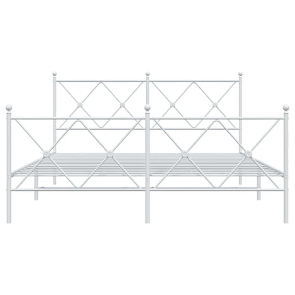 sengeramme med sengegavl og fodgærde 150x200 cm metal hvid