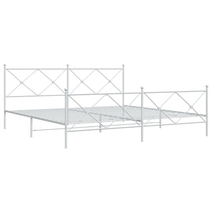sengeramme med sengegavl og fodgærde 200x200 cm metal hvid
