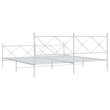 sengeramme med sengegavl og fodgærde 200x200 cm metal hvid