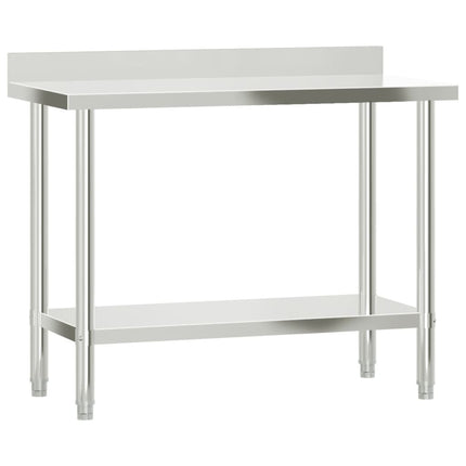 arbejdsbord til køkken m. stænkplade 110x55x93 cm rustfrit stål