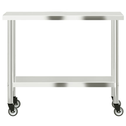 arbejdsbord med hjul til køkken 110x55x85 cm rustfrit stål