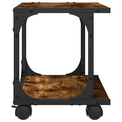 printerstativ 41x28x33,5 cm 2 hylder konstrueret træ røget eg