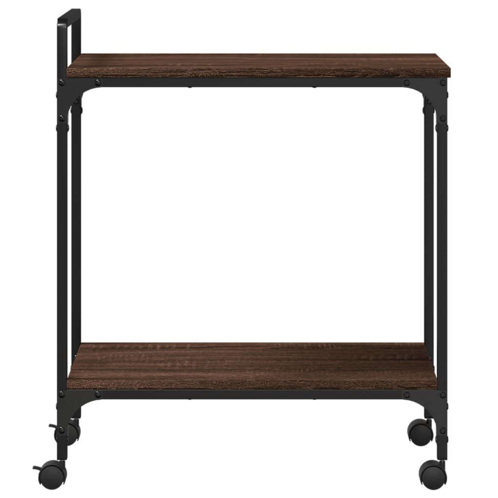 køkkenvogn 60,5x31x72,5 cm konstrueret træ brun egetræsfarve