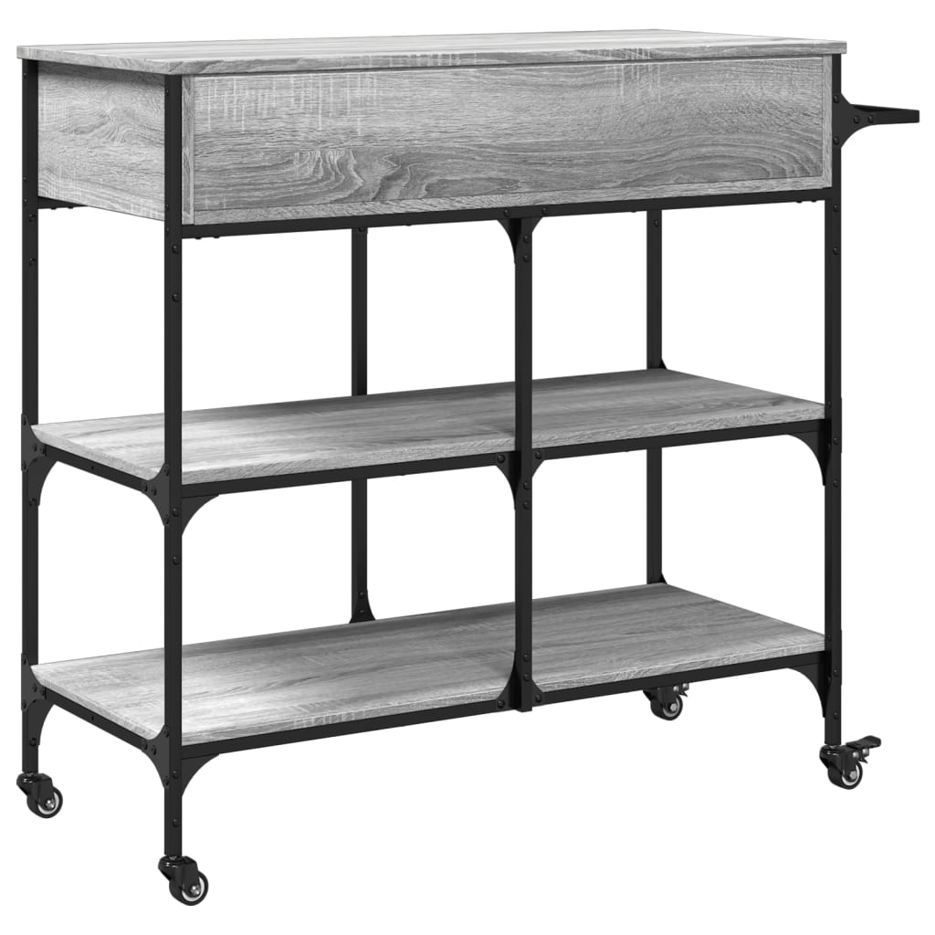 køkkenvogn 105x42x95 cm konstrueret træ grå sonoma-eg