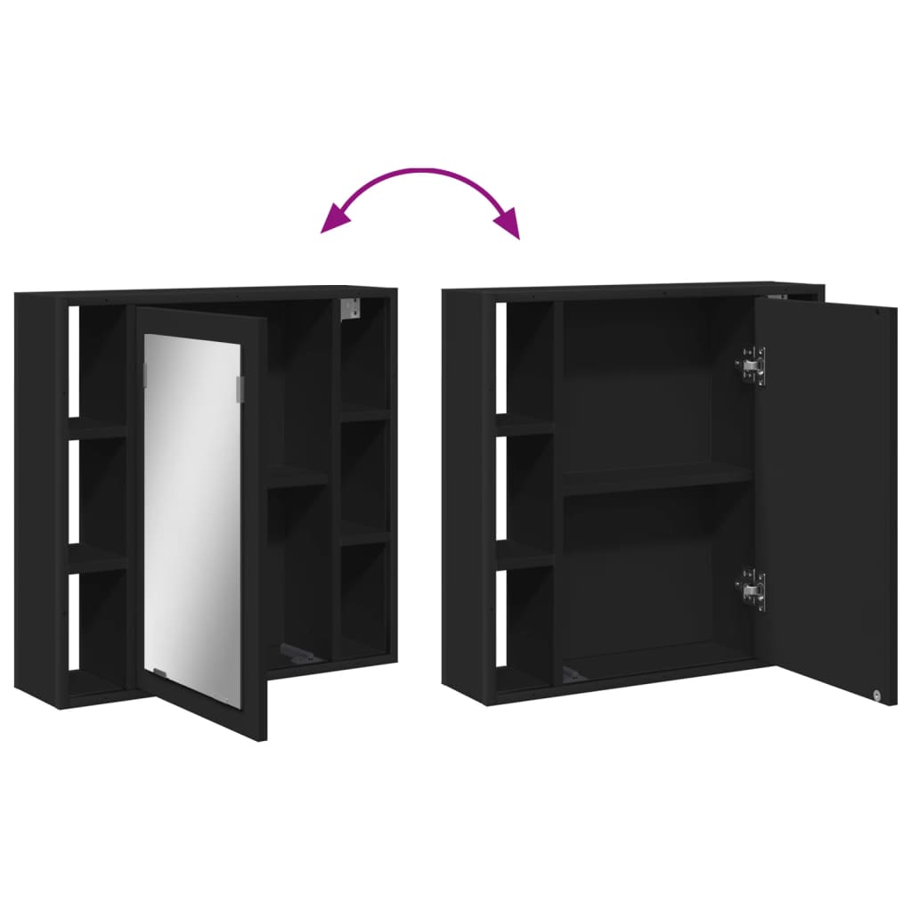 badeværelsesskab med spejl 60x16x60 cm konstrueret træ sort