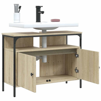 underskab til håndvask 80x30x60 cm konstrueret træ sonoma-eg