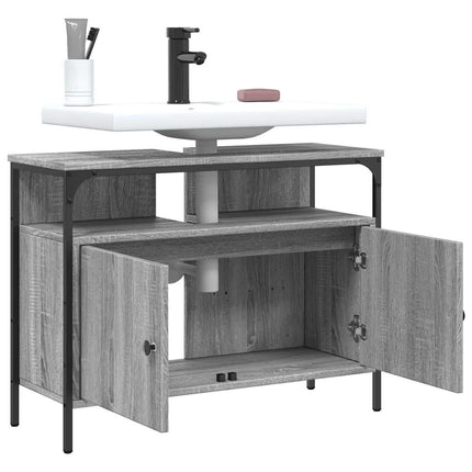 underskab til vask 80x30x60 cm konstrueret træ grå sonoma-eg