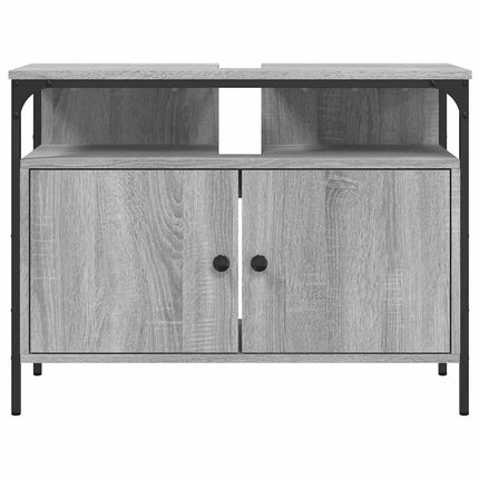underskab til vask 80x30x60 cm konstrueret træ grå sonoma-eg