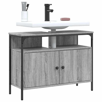 underskab til vask 80x30x60 cm konstrueret træ grå sonoma-eg