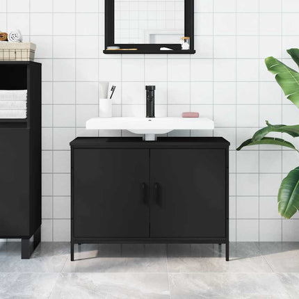 underskab til håndvask 80x30x60 cm konstrueret træ sort