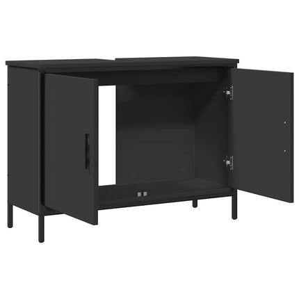 underskab til håndvask 80x30x60 cm konstrueret træ sort