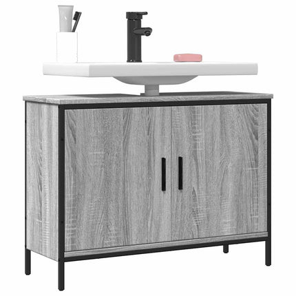 underskab til vask 80x30x60 cm konstrueret træ grå sonoma-eg