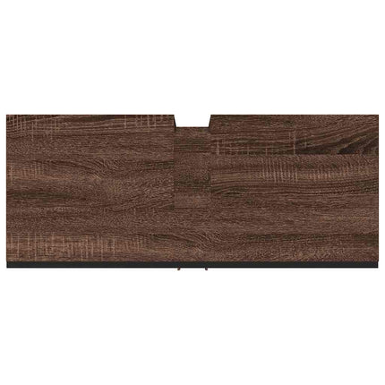 underskab til håndvask 80x33x60 cm konstrueret træ brunt egetræ