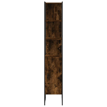 badeværelsesskab 33x33x185,5 cm konstrueret træ røget egetræ