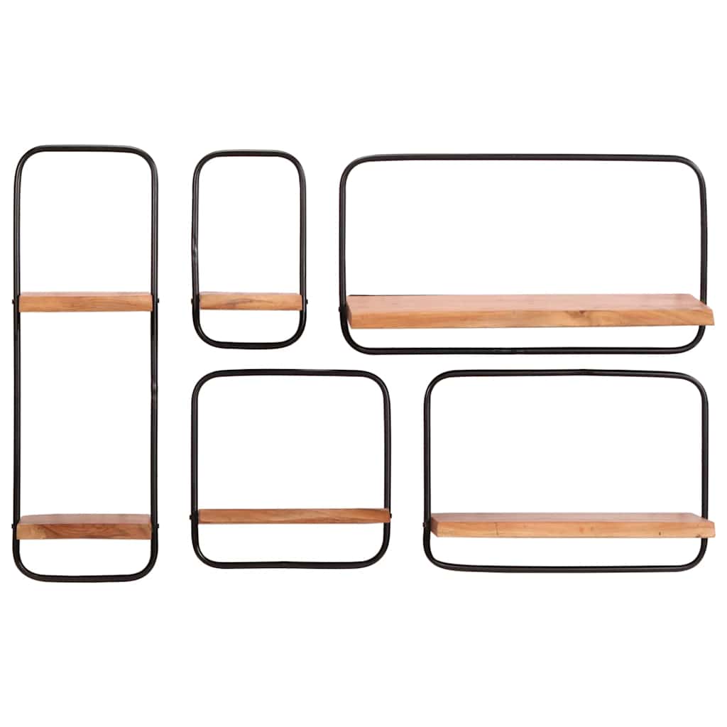 væghylder 5 stk. massivt akacietræ