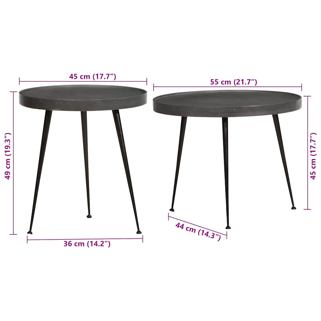 sofaborde 2 stk. konstrueret træ sort