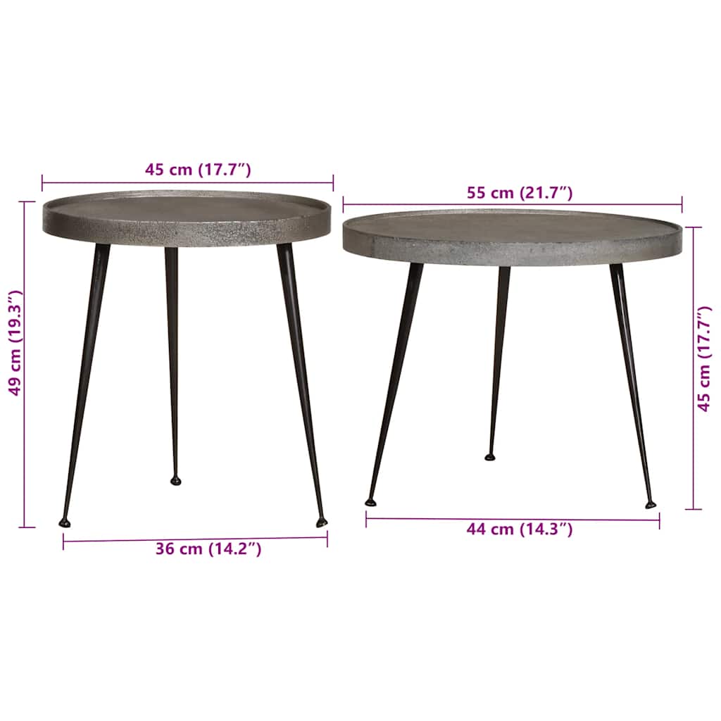 sofaborde 2 stk. konstrueret træ sølvfarvet