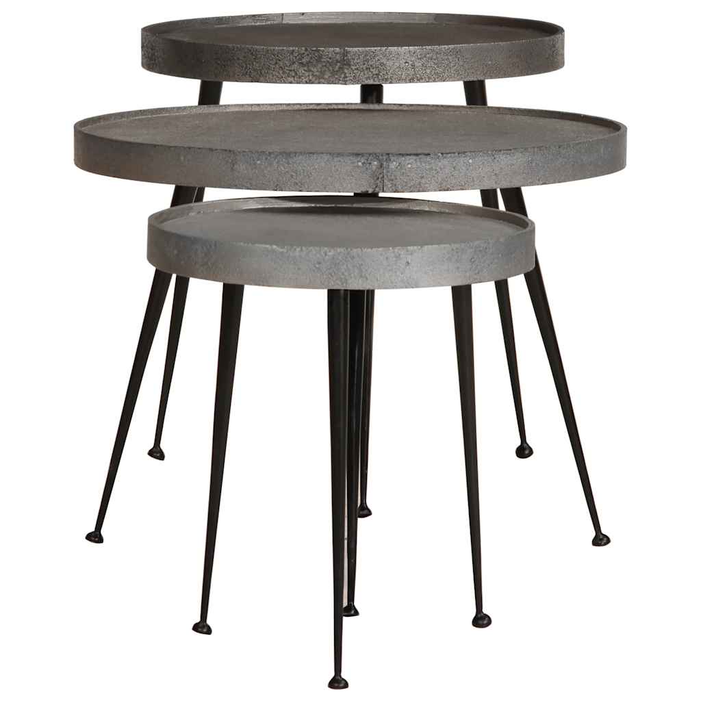 sofabord 3 stk. konstrueret træ sølvfarvet