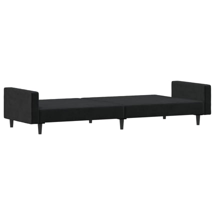 2-personers sovesofa fløjl sort