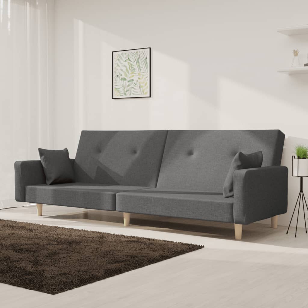 2-personers sovesofa med 2 puder stof lysegr