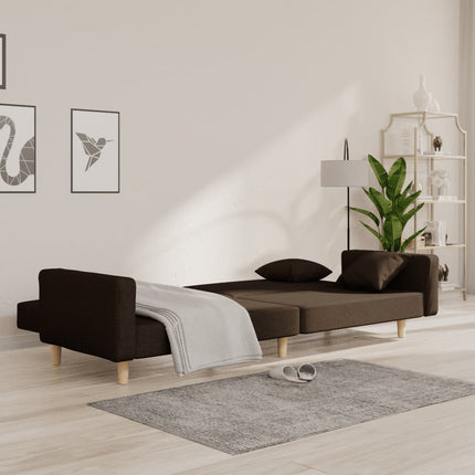 2-personers sovesofa med 2 puder stof mørkebrun