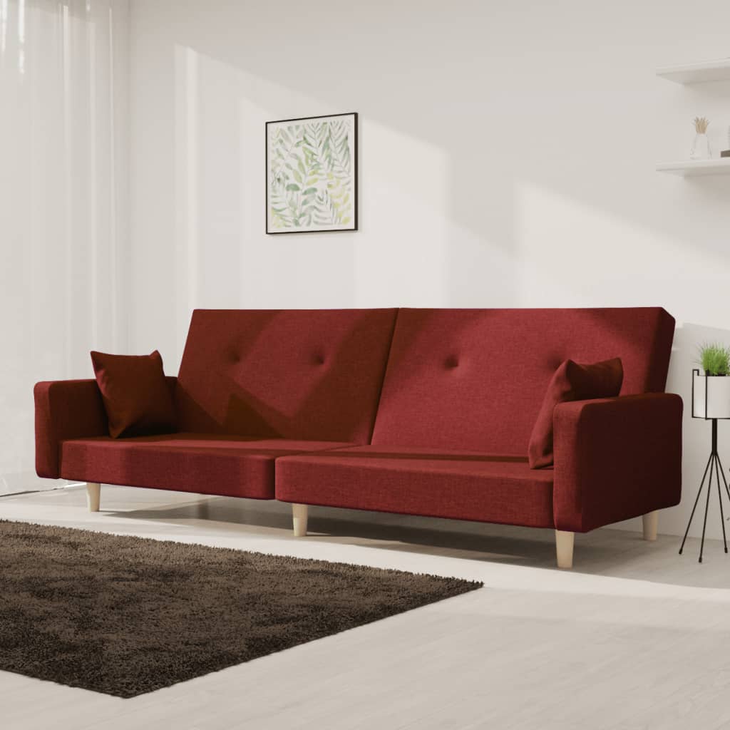 2-personers sovesofa med 2 puder stof vinrd