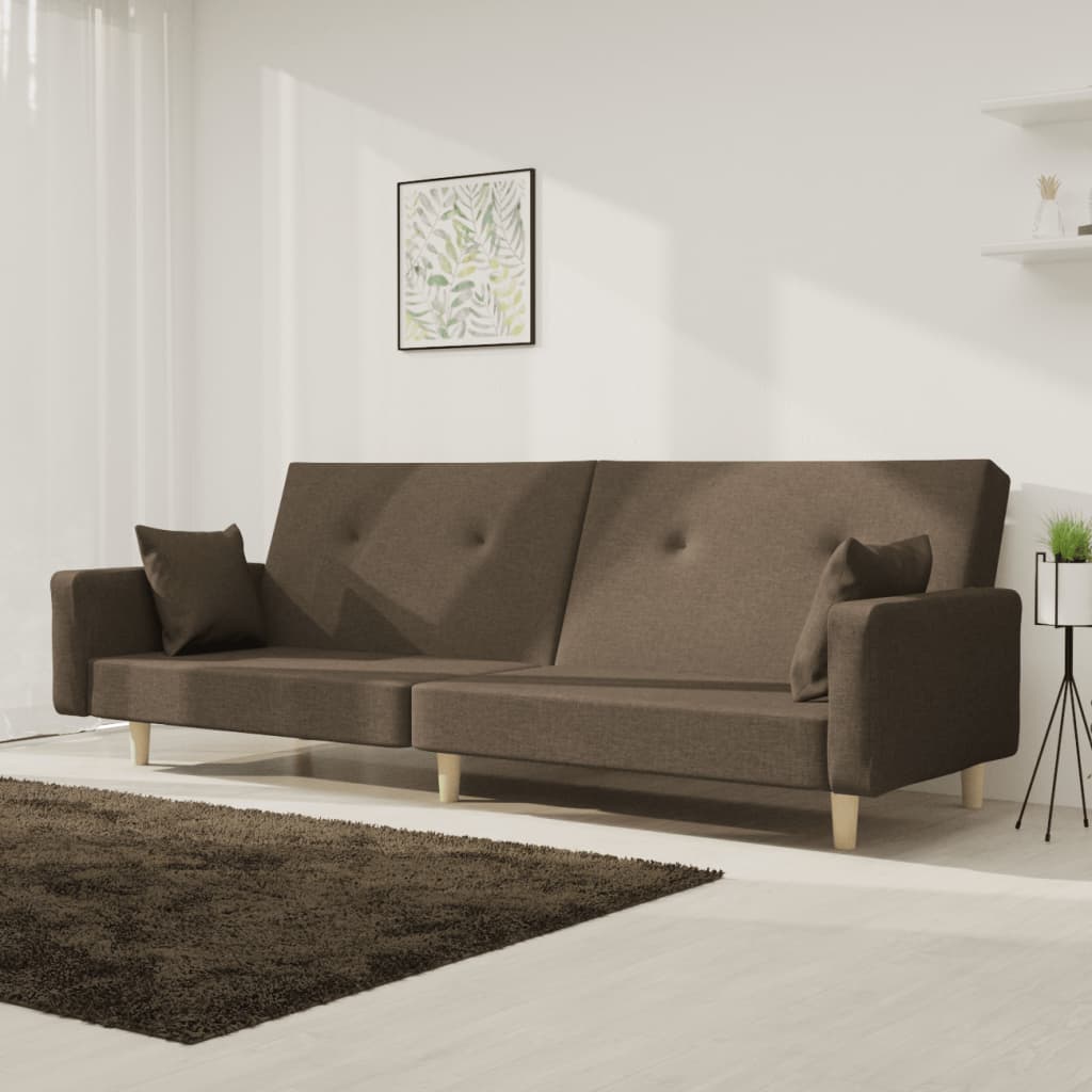 2-personers sovesofa med 2 puder stof gråbrun billede