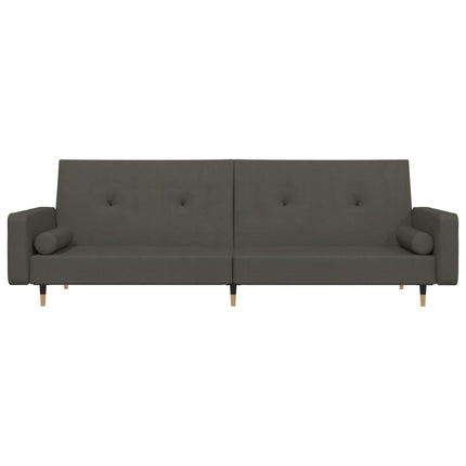 2-personers sovesofa med 2 puder fløjl mørkegrå