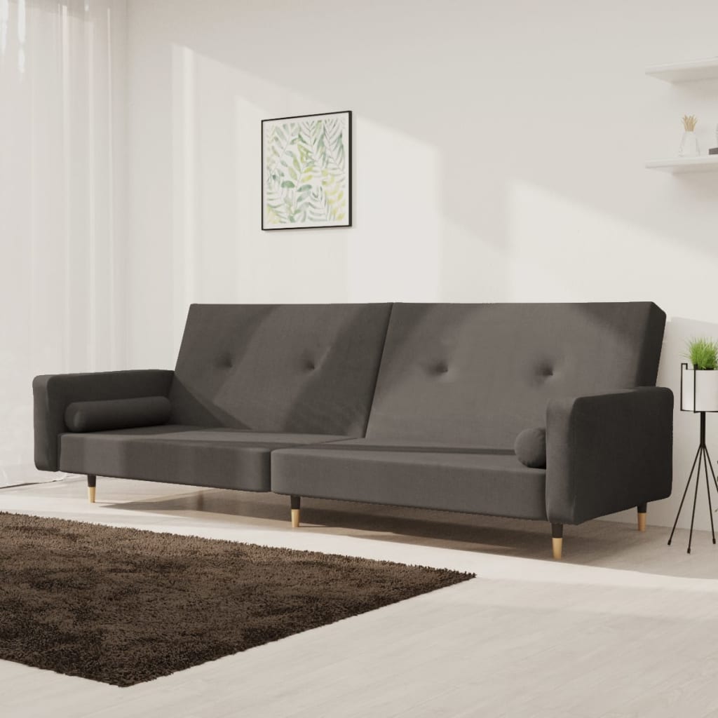 2-personers sovesofa med 2 puder fljl mrkegr