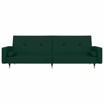 2-personers sovesofa med 2 puder fløjl mørkegrøn