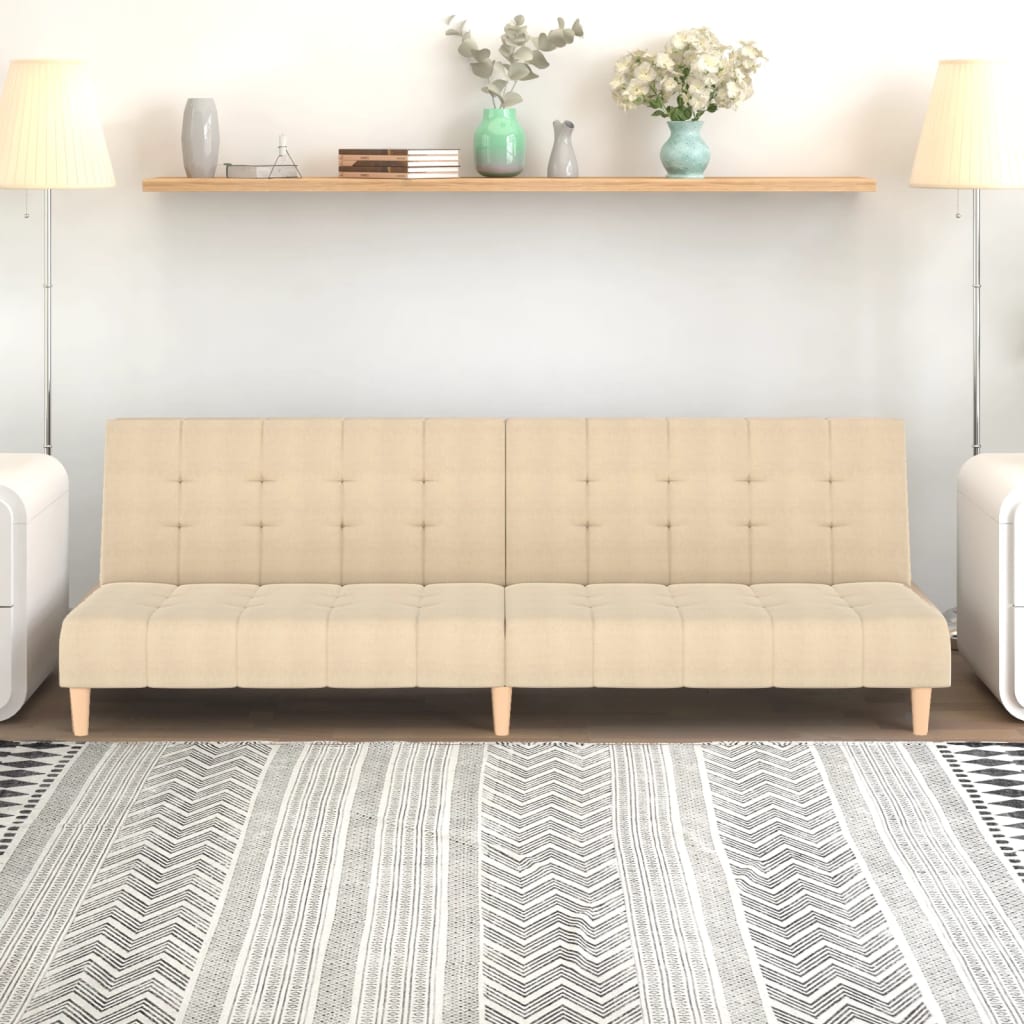 2-personers sovesofa stof cremefarvet billede