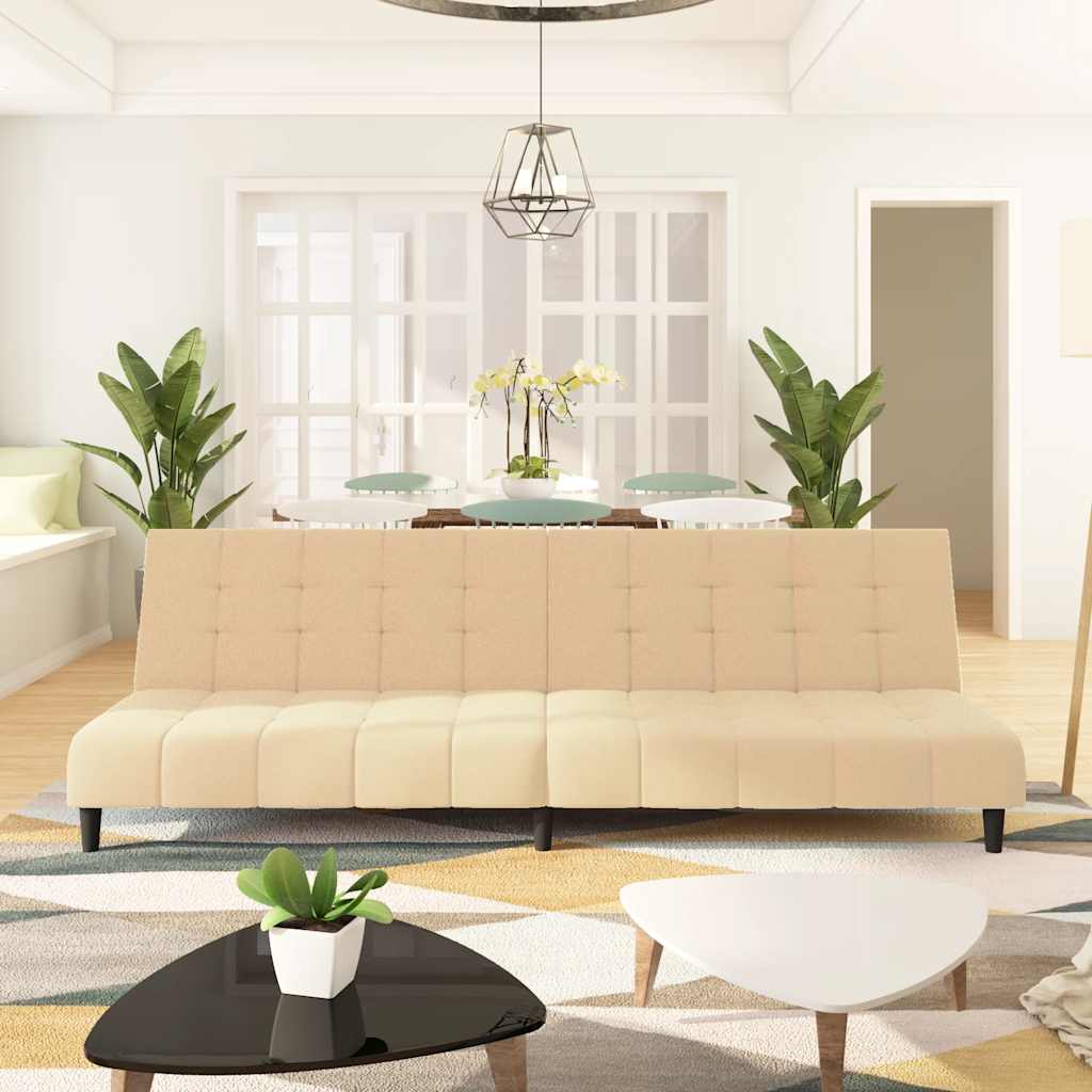 2-personers sovesofa fløjl cremefarvet