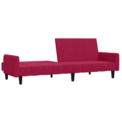 2-personers sovesofa fløjl vinrød