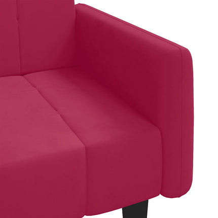 2-personers sovesofa fløjl vinrød