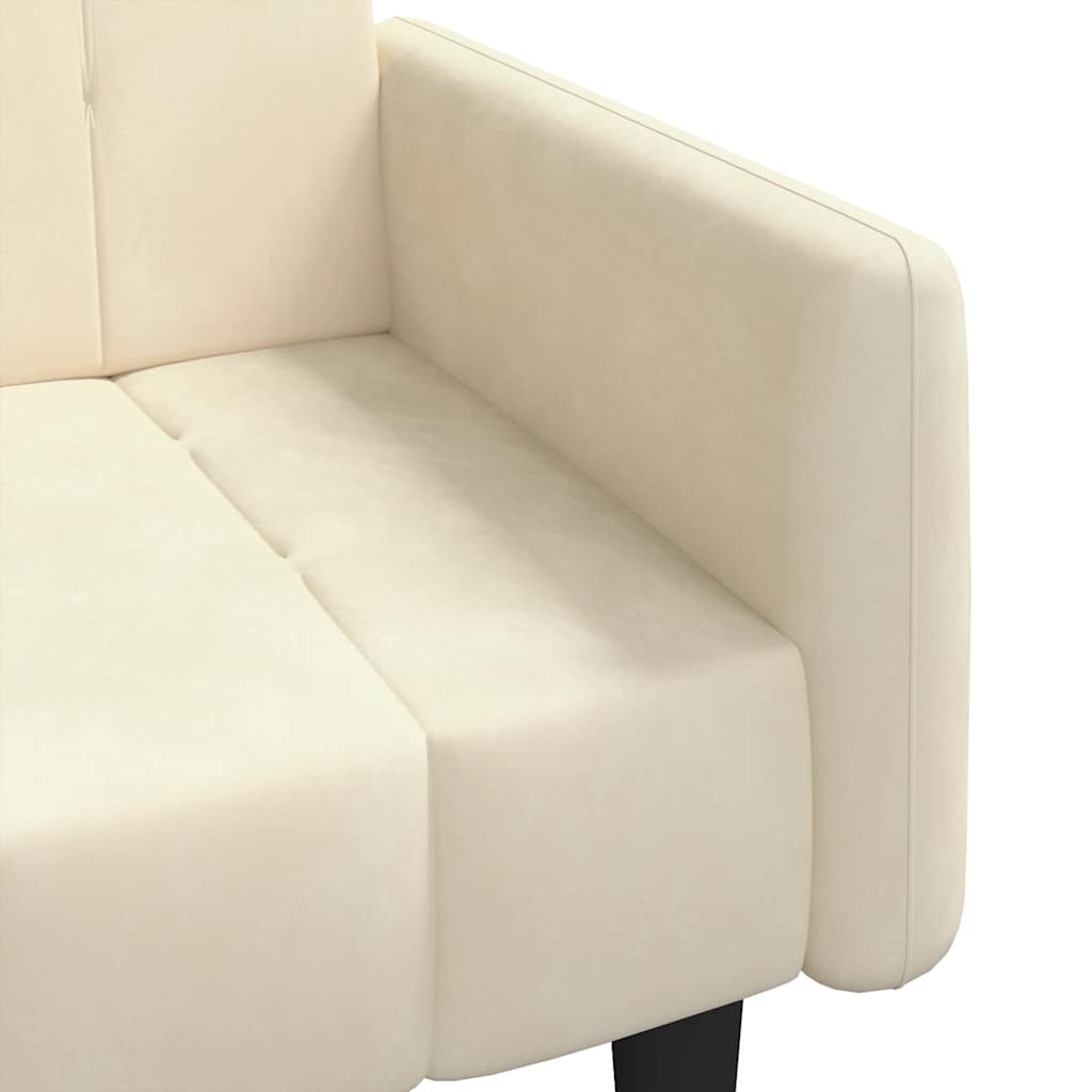 2-personers sovesofa fløjl cremefarvet