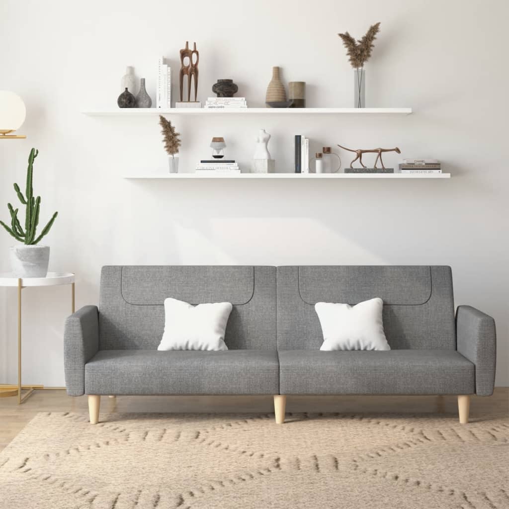 2-personers sovesofa i stof - lysegrå, daybed med træstel