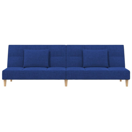 2-personers sovesofa med 2 puder stof blå
