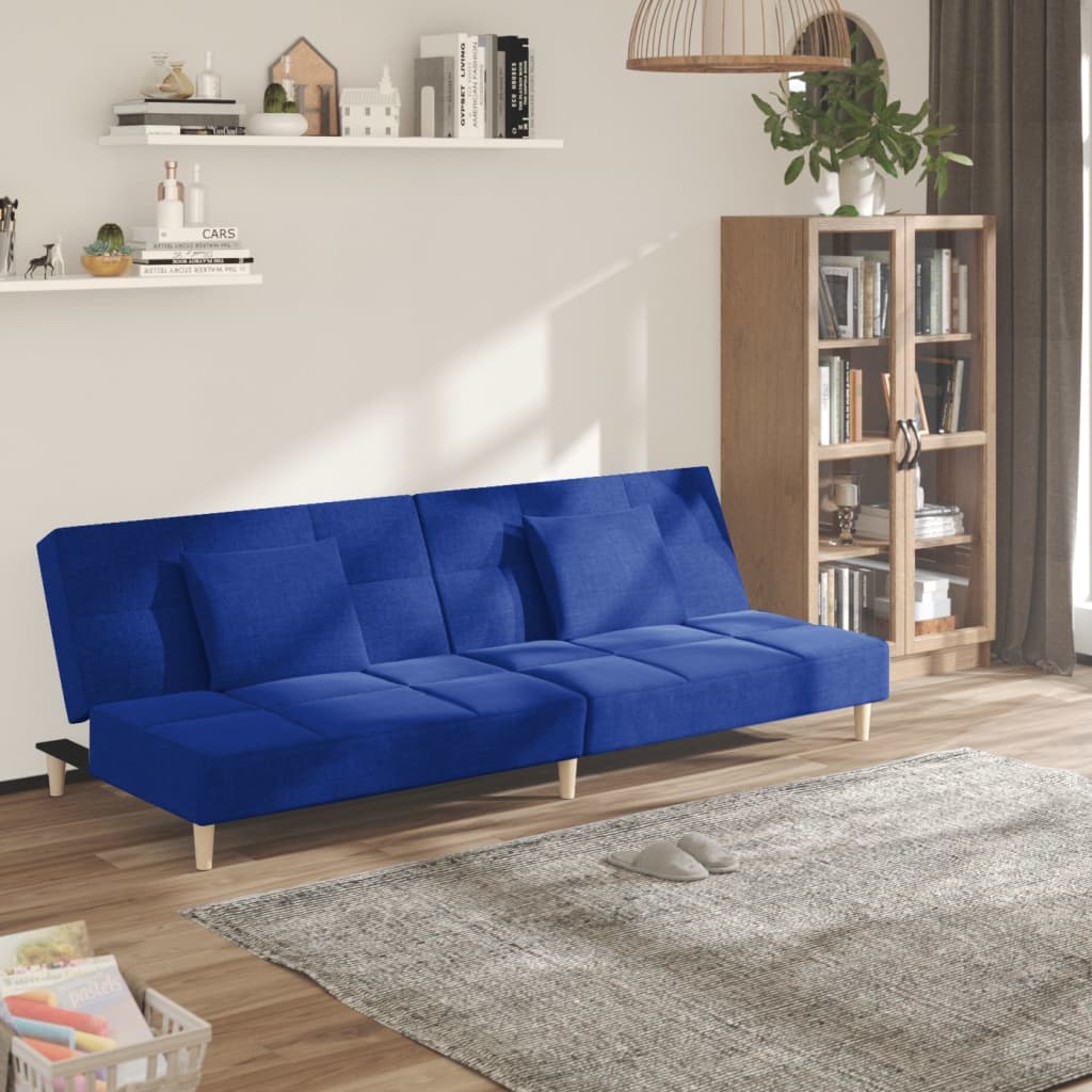 2-personers sovesofa med 2 puder stof bl