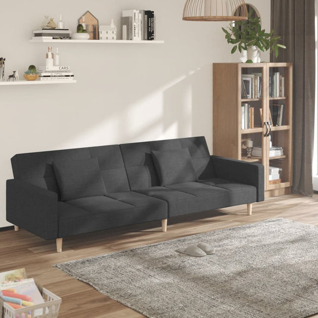 2-personers sovesofa med 2 puder stof mørkegrå