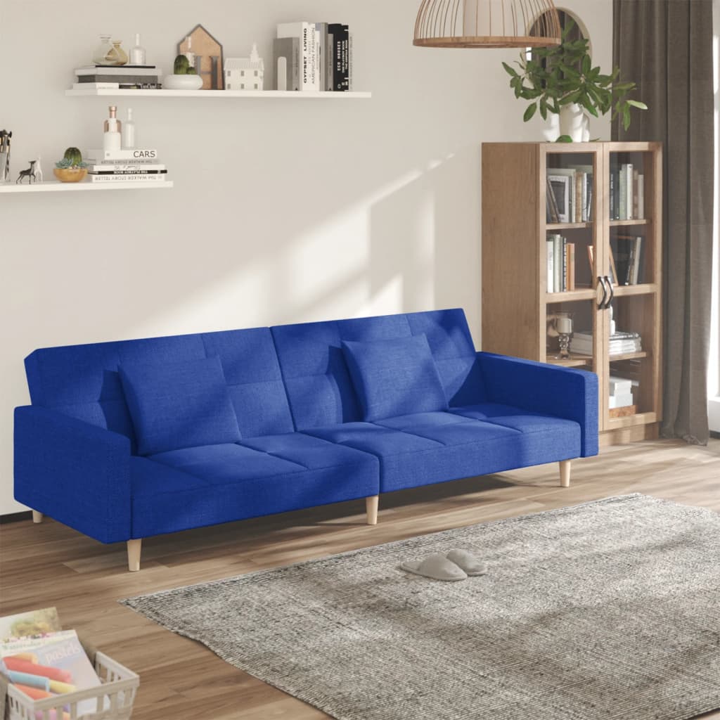 2-personers sovesofa med 2 puder stof bl