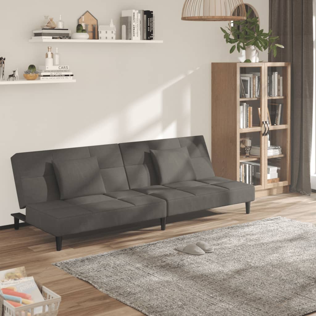 2-personers sovesofa med 2 puder fljl mrkegr