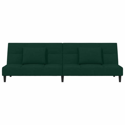 2-personers sovesofa med 2 puder fløjl mørkegrøn