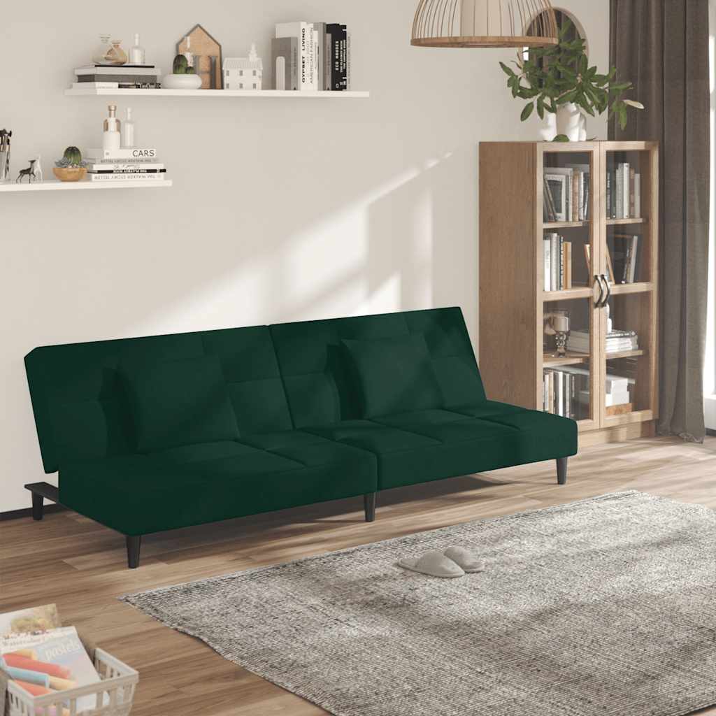 2-personers sovesofa med 2 puder fljl mrkegrn