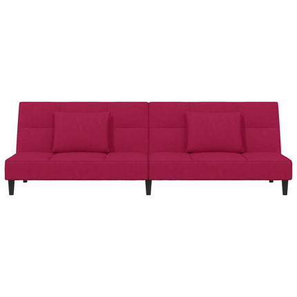 2-personers sovesofa med 2 puder fløjl vinrød