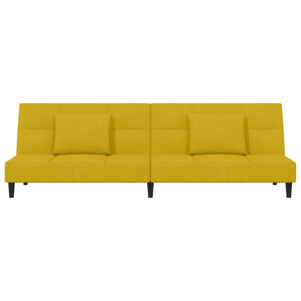 2-personers sovesofa med 2 puder fløjl gul