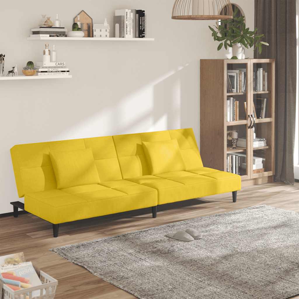 2-personers sovesofa med 2 puder fljl gul